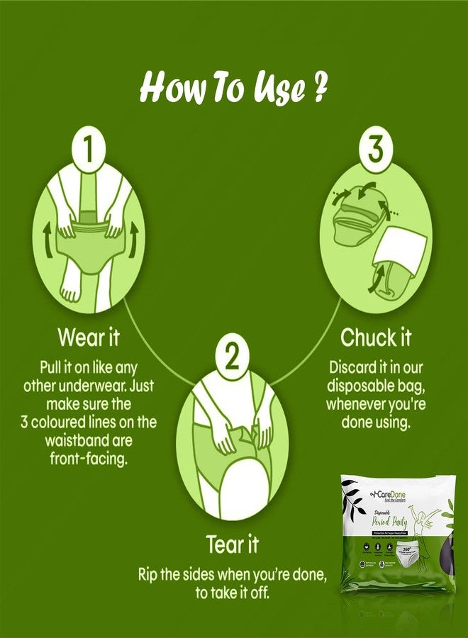 CareDone Disposable Period Panties for Women |360° Sanitary Protection for Heavy Flow | No Leakage, No Rashes, No Discomfort | Pack of 10 (Size - Medium, 10 Panties) - Image 2